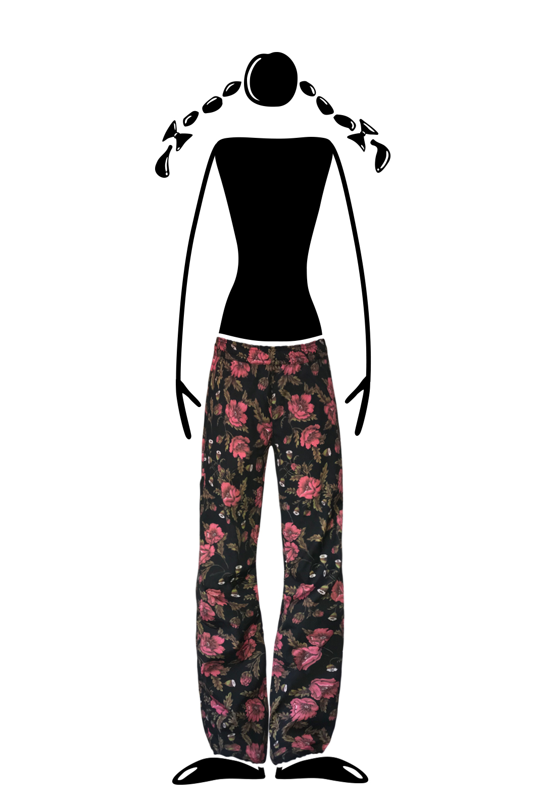 pantalone sport donna floreale nero VIOLET Monvic multiflower