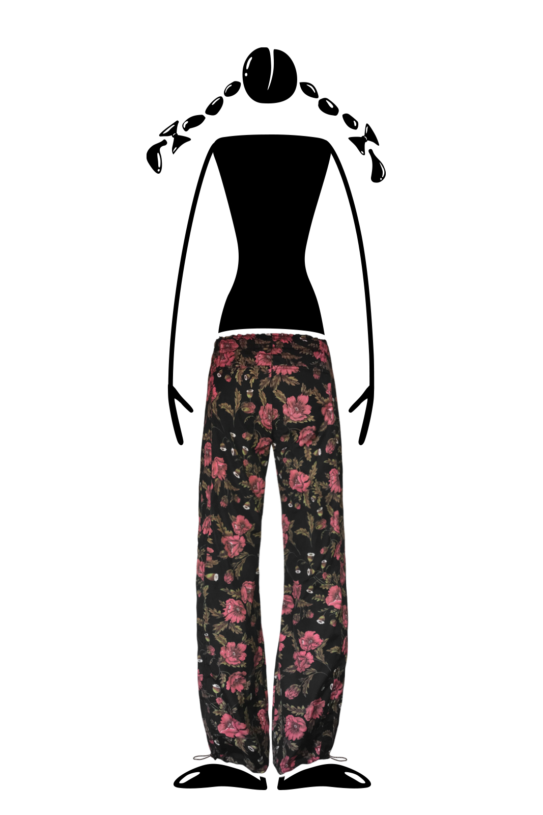 trousers women floral cotton black VIOLET Monvic multiflower