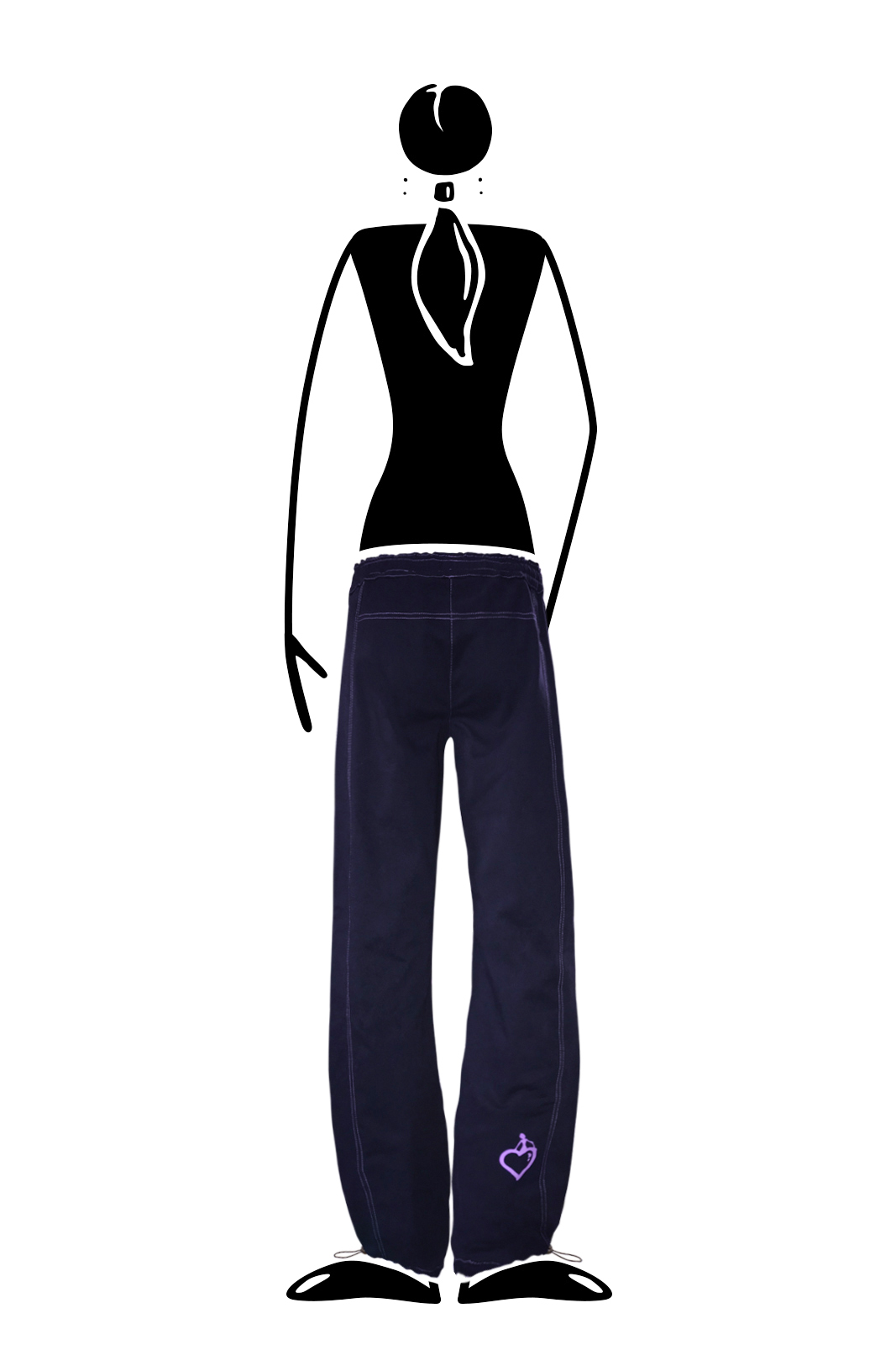 trousers women cotton navy blue VIOLET Monvic