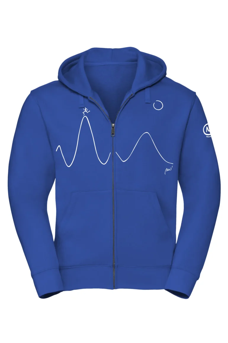 Sweat à capuche homme/unisexe - bleu royal - graphisme running "Pablo" - NAVAJO ZIP MONVIC