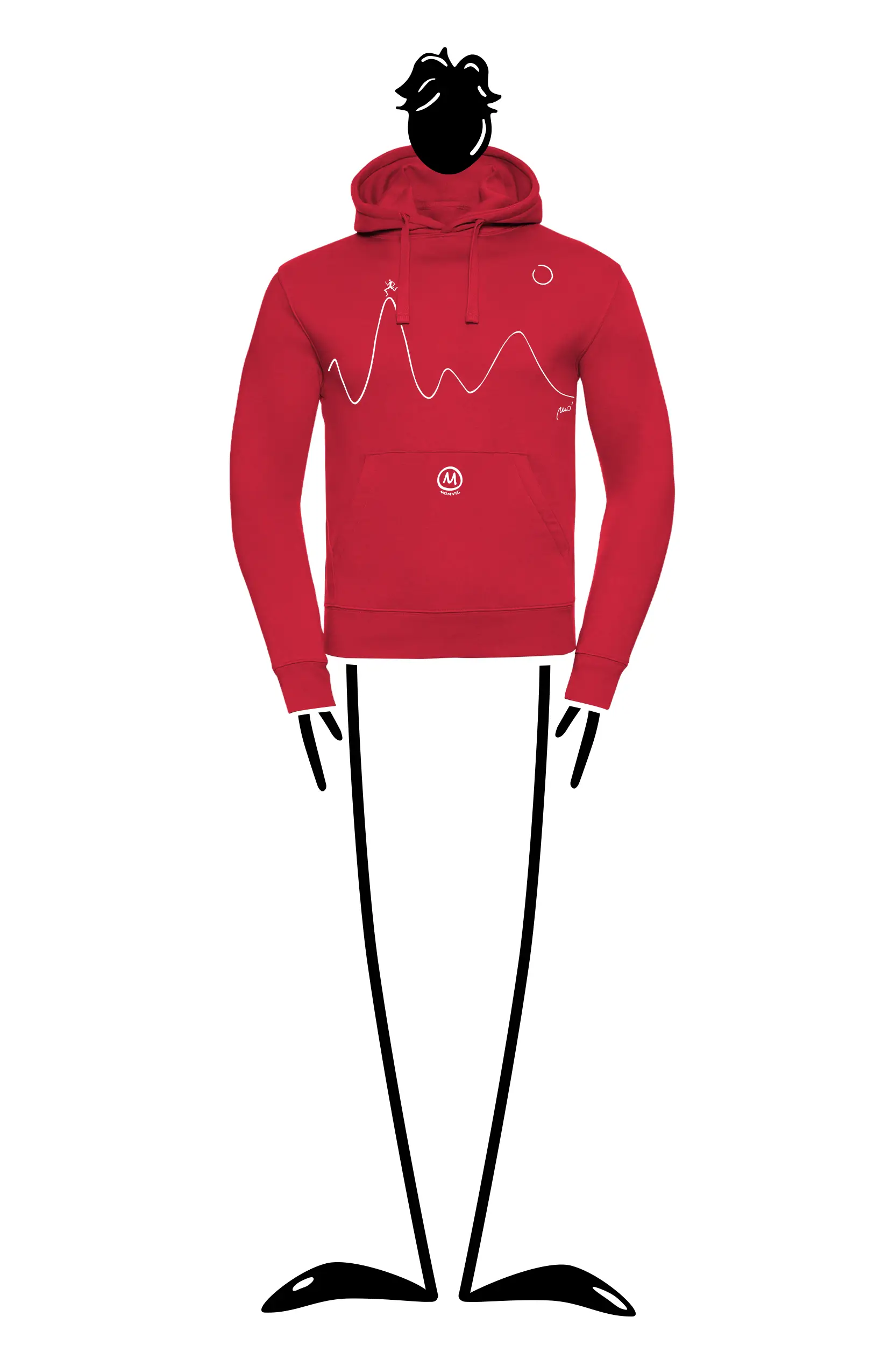 Felpa uomo con cappuccio - rosso - running "Pablo" NAVAJO MONVIC