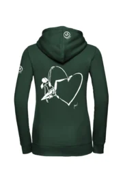 Women's zip hoodie - forest green - "Out" climbing graphics - FEDRA ZIP MONVIC