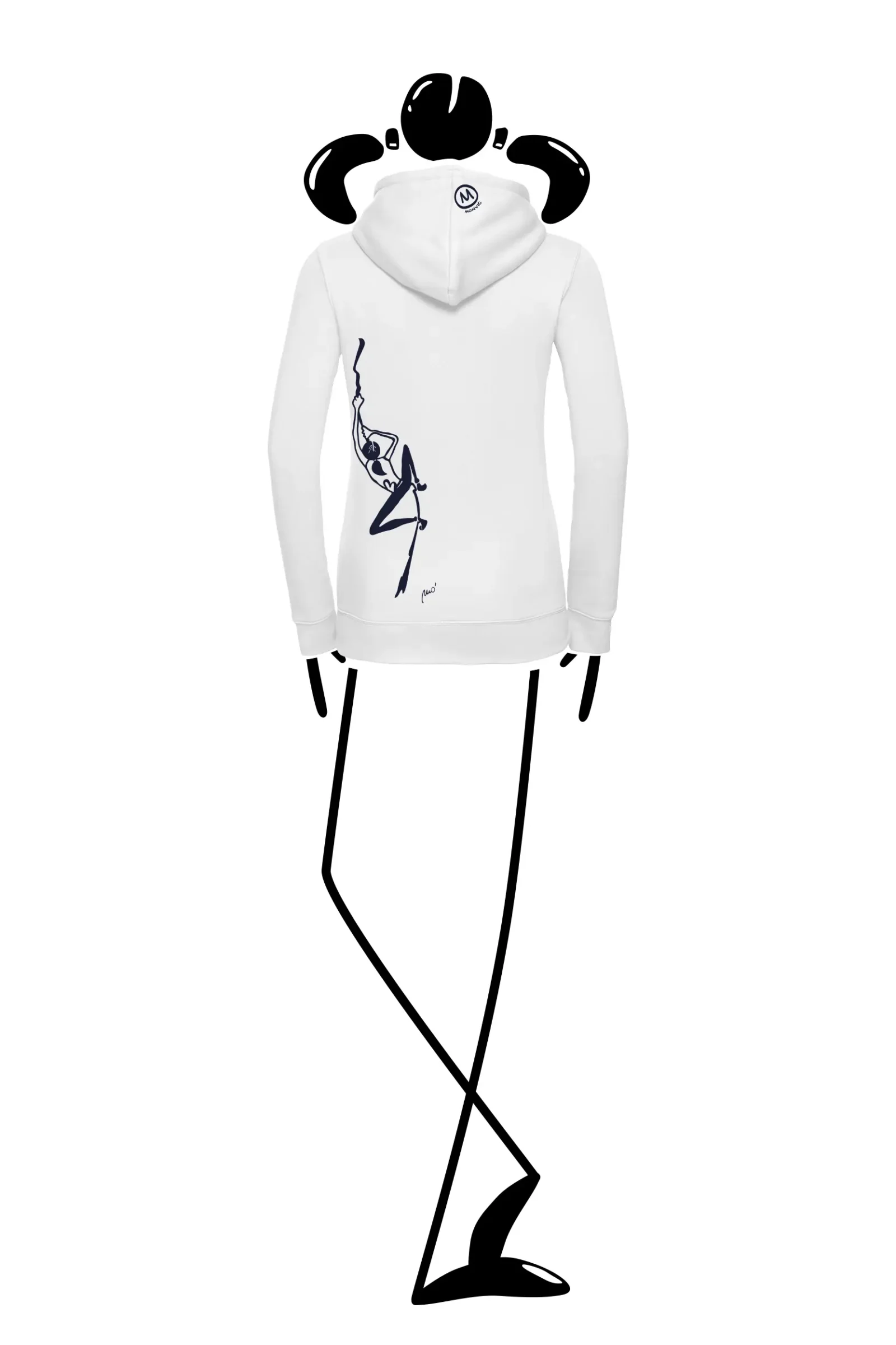 Women's hoodie - white - "Sabry" graphic - FEDRA MONVIC