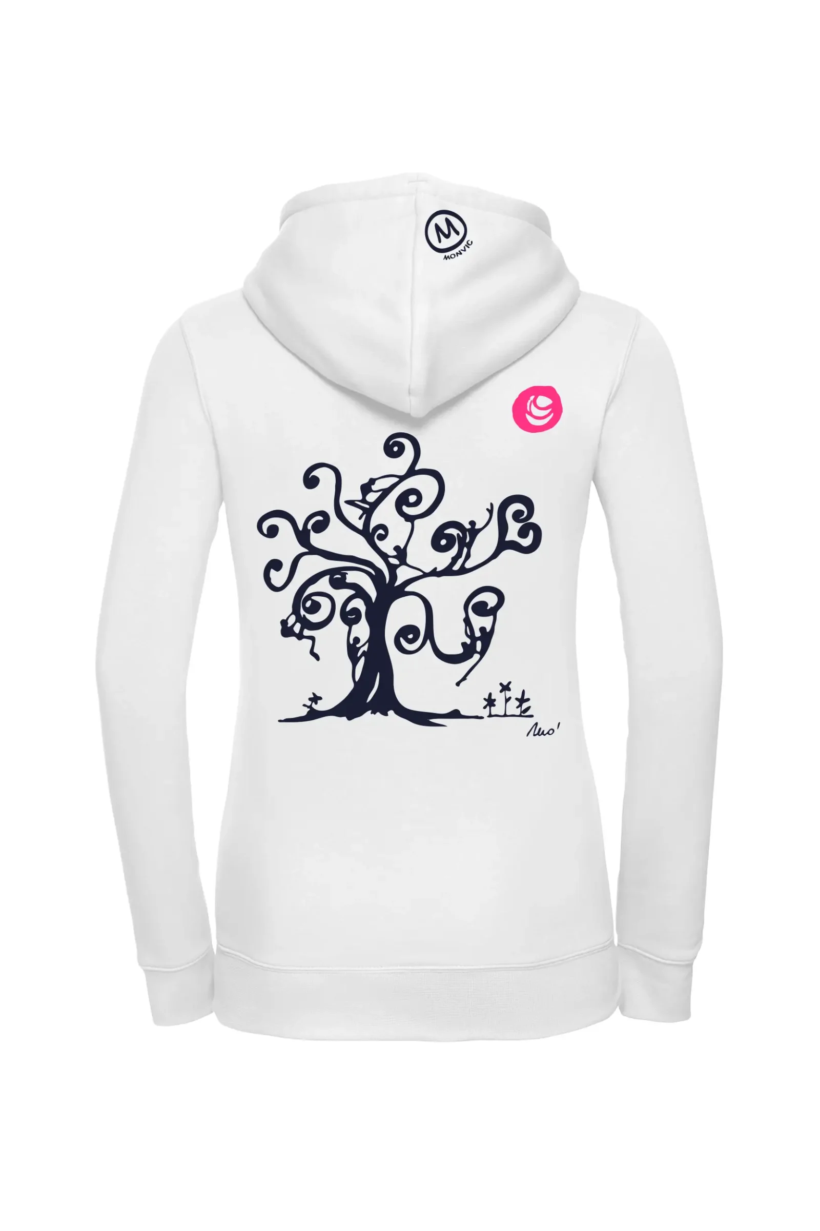 Women's hoodie - white - "Tree" graphics - FEDRA MONVIC