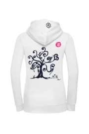 Felpa con cappuccio donna - bianco - grafica "Tree" - FEDRA MONVIC