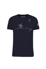 T-shirt Wave Monvic cotone organico grafica surf blu navy
