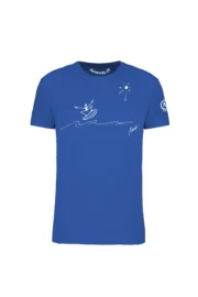 T-shirt Wave Monvic cotone organico grafica surf blu royal