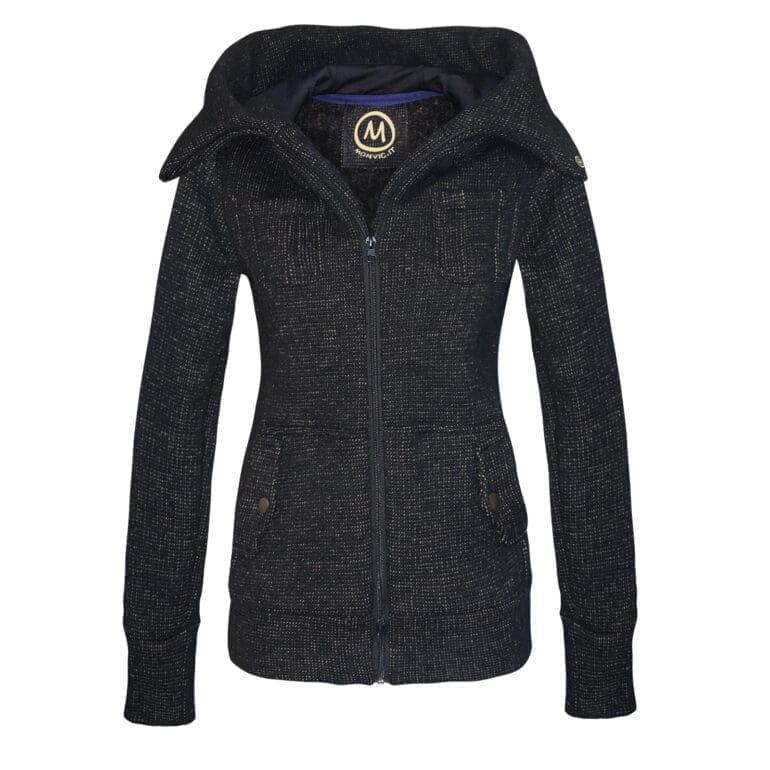 giacca in lana donna con cappuccio extra large nera ET Monvic