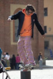 Pantalone a quadri arancione / lilla / marrone da uomo BILLY 2 Monvic