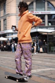 Pantalone a quadri arancione / lilla / marrone da uomo BILLY 2 Monvic