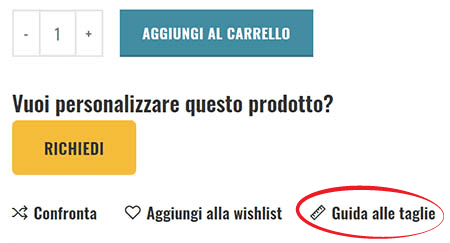 guida alle taglie prodotto