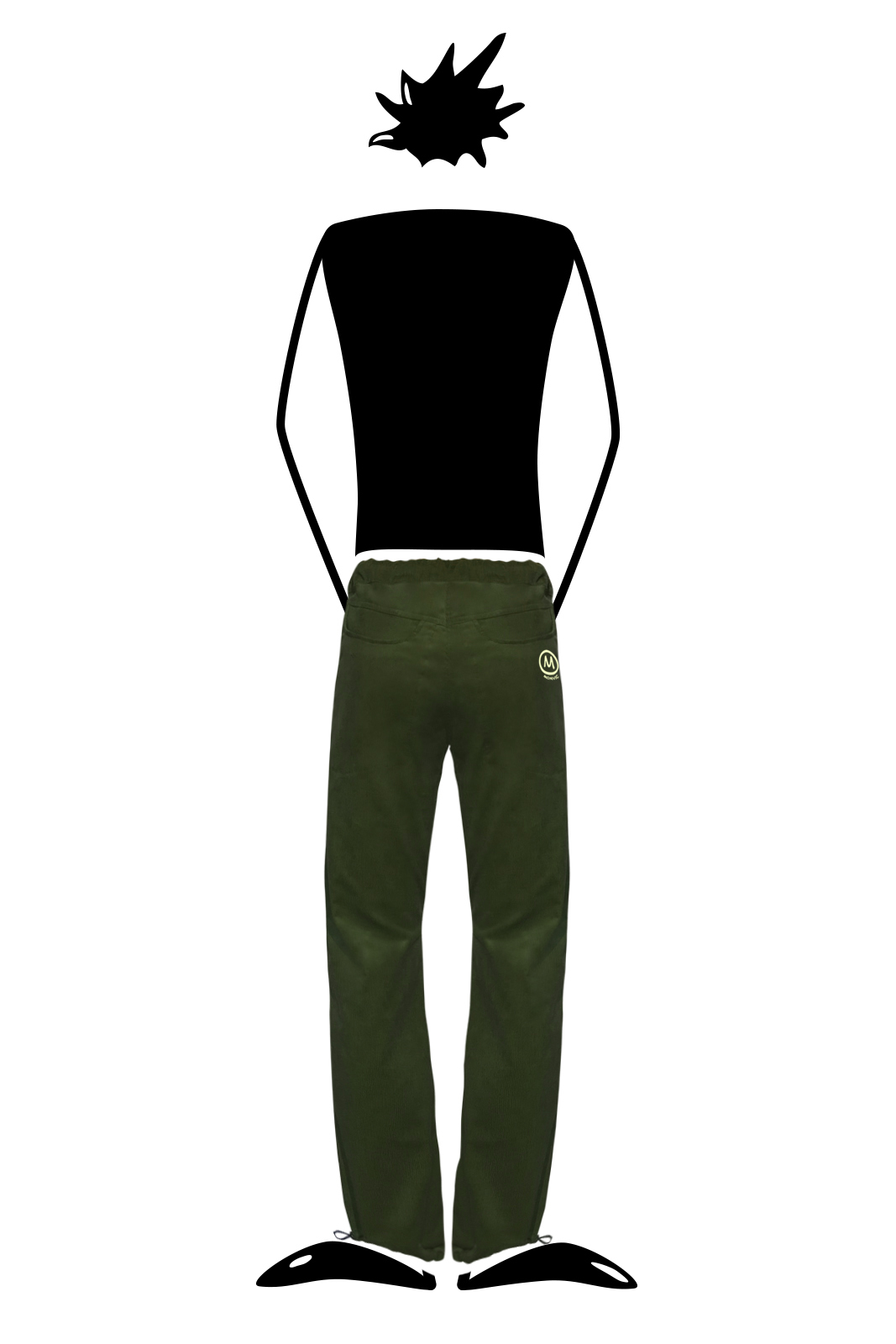 Men's featherwale trousers for climbing CLYDE VELVET Monvic army green