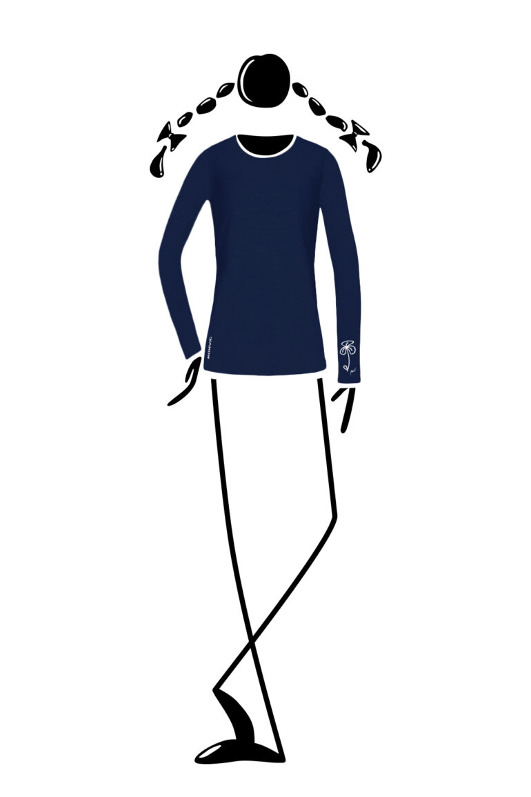 T-shirt Femme à manches longues MOLLY SLUB Monvic coton biologique bleu