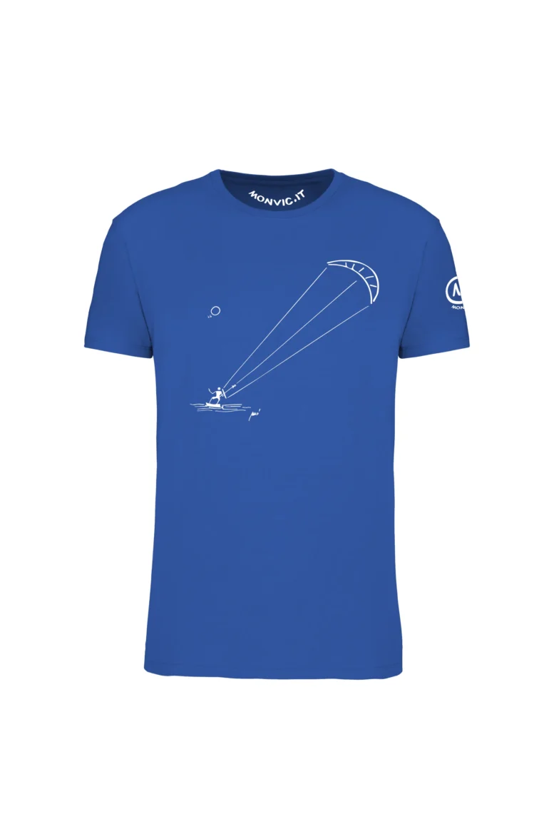 T-shirt kite surf uomo cotone bio blu royal Monvic