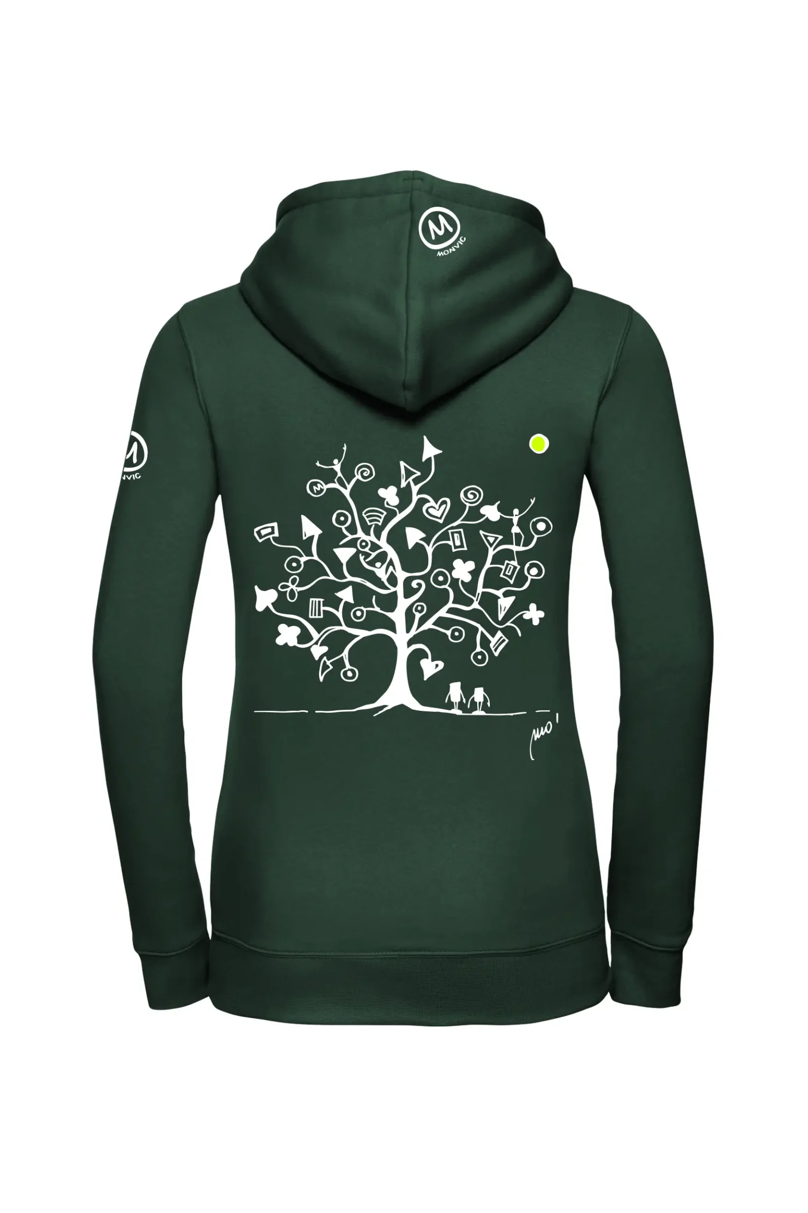 Sweat à capuche zippé femme - vert forêt - Graphique "Arbre magique" - FEDRA ZIP MONVIC