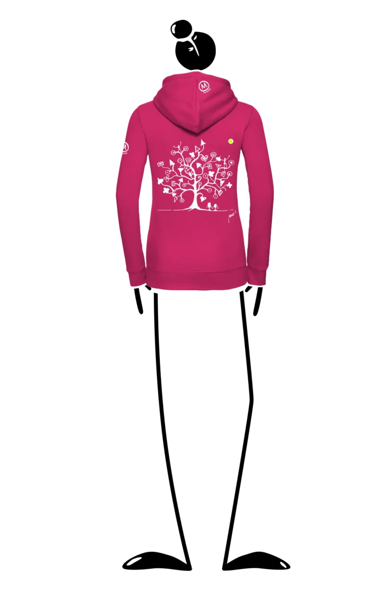 Hoodie with zip and hood for women - fuchsia - "Magic tree" graphics - FEDRA ZIP MONVIC