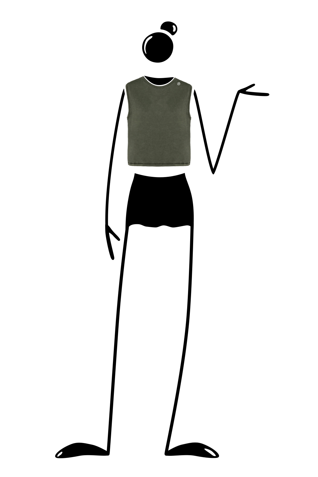 Crop top for women in organic cotton BRIGITTE Monvic army green