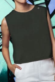 Crop top donna verde cotone organico BRIGITTE Monvic