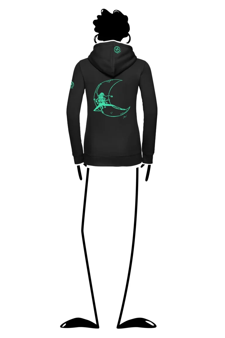 Women's zip hoodie - black - "Moon" graphics - FEDRA ZIP MONVIC