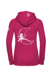 Felpa con cappuccio e zip donna - fucsia - grafica "Moon" - FEDRA ZIP MONVIC