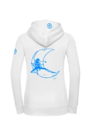 FFelpa con cappuccio e zip donna - bianco - grafica "Moon" - FEDRA ZIP MONVIC