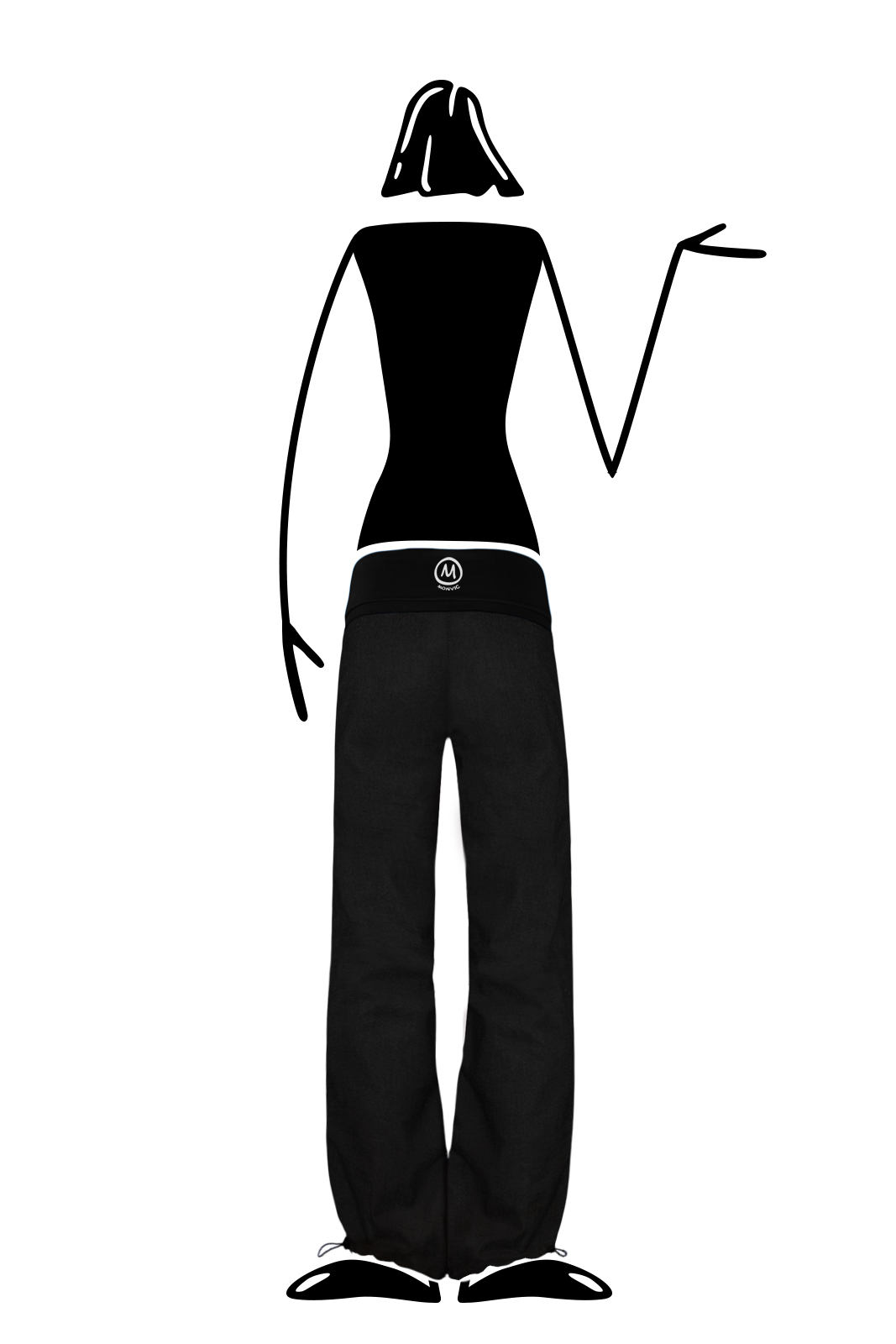 pantalon Femme en lin avec bande à la taille noir BALZEN Monvic
