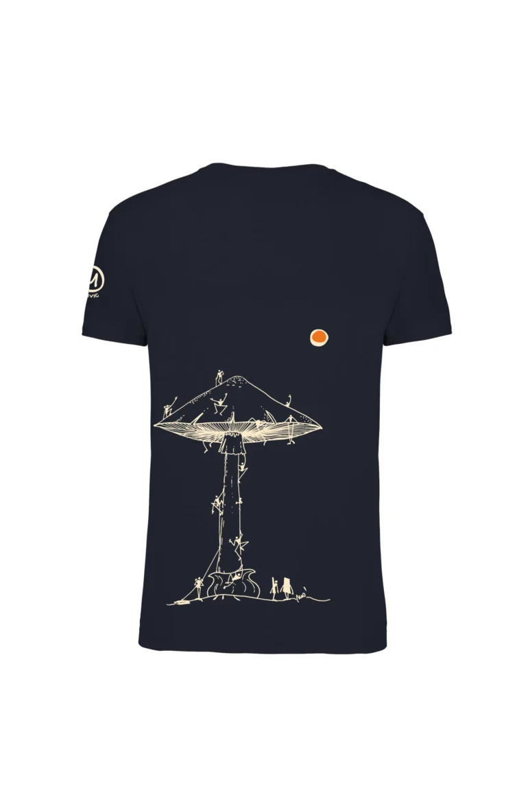 t-shirt arrampicata uomo cotone organico blu navy MAZZA DI TAMBURO - HASH MONVIC