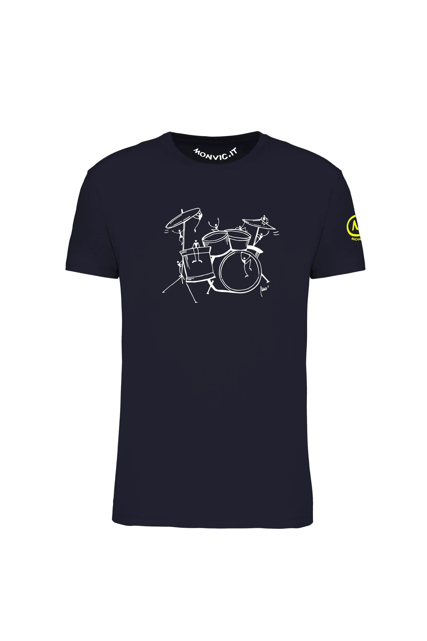 DRUMS - t-shirt arrampicata blu navy uomo/unisex - cotone organico - HASH MONVIC
