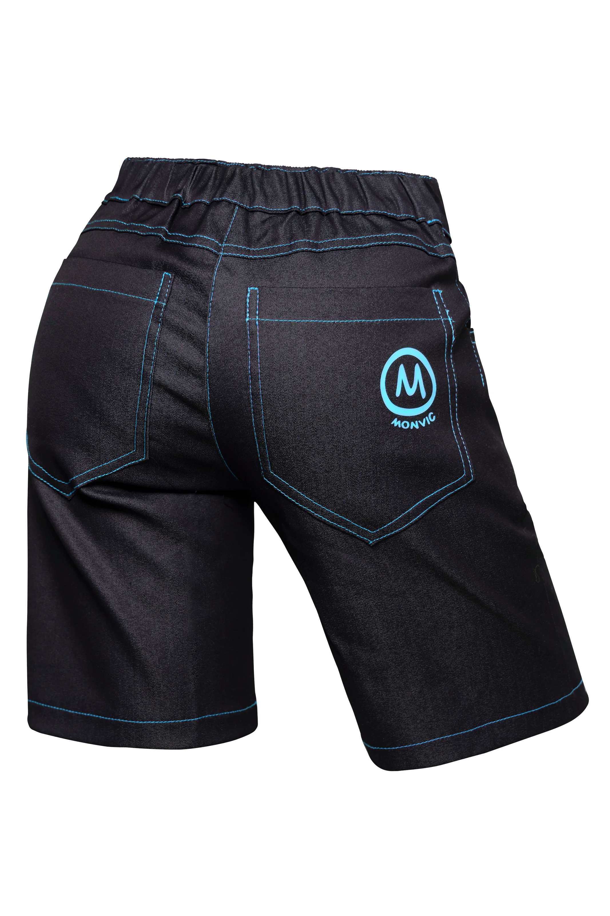 Women's climbing denim shorts - light blue stitching - MINU Monvic