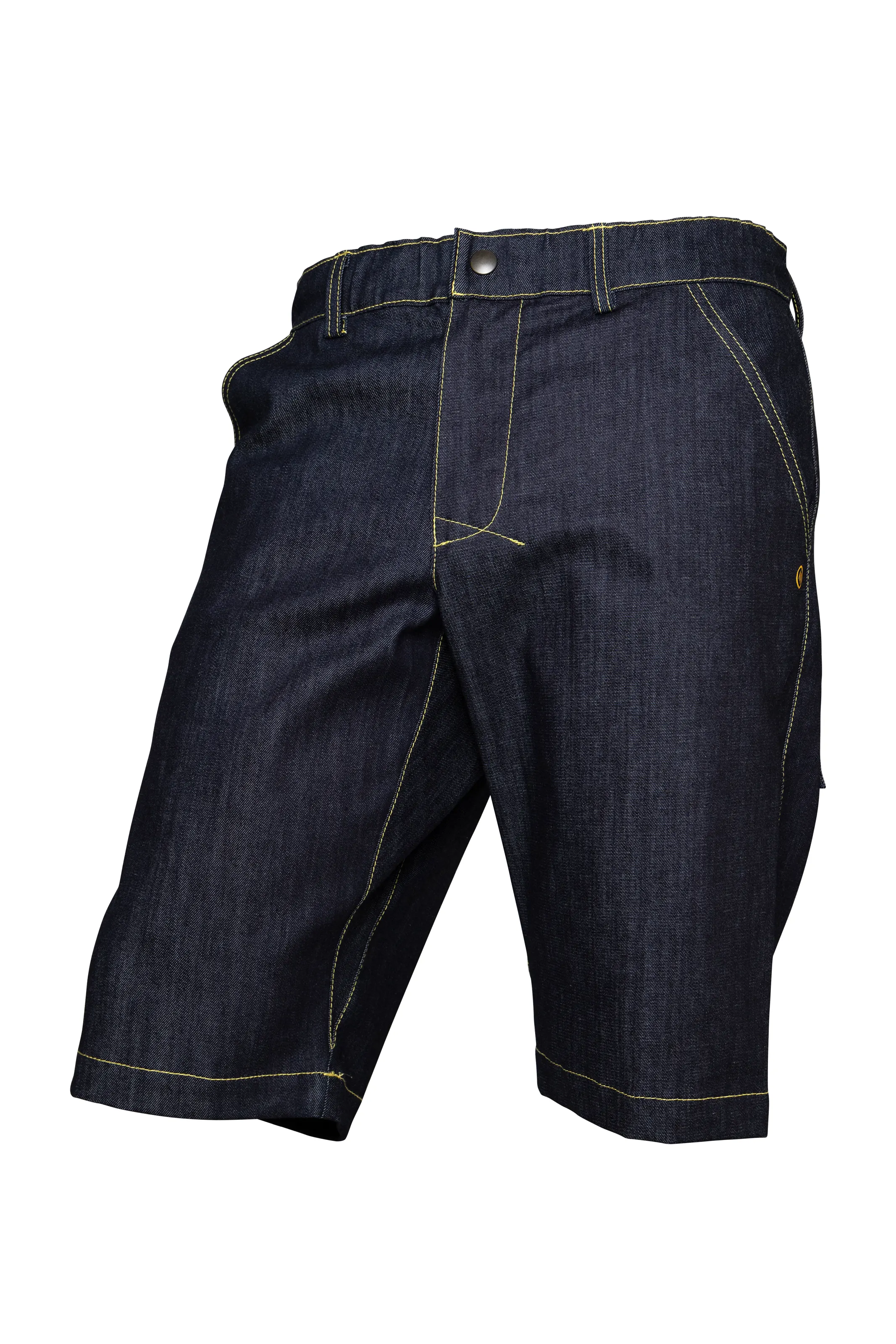 Short en jean d'escalade homme - surpiqûres jaunes - ALO Monvic