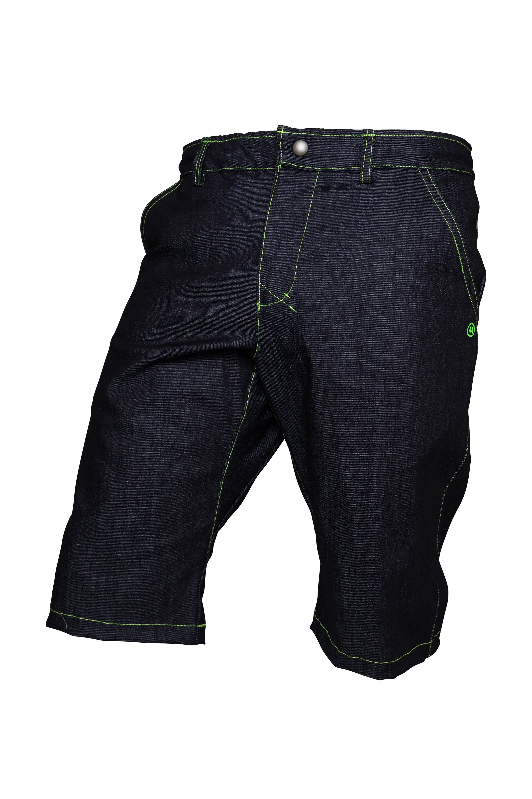 Short en jean d'escalade homme - coutures vertes - ALO Monvic