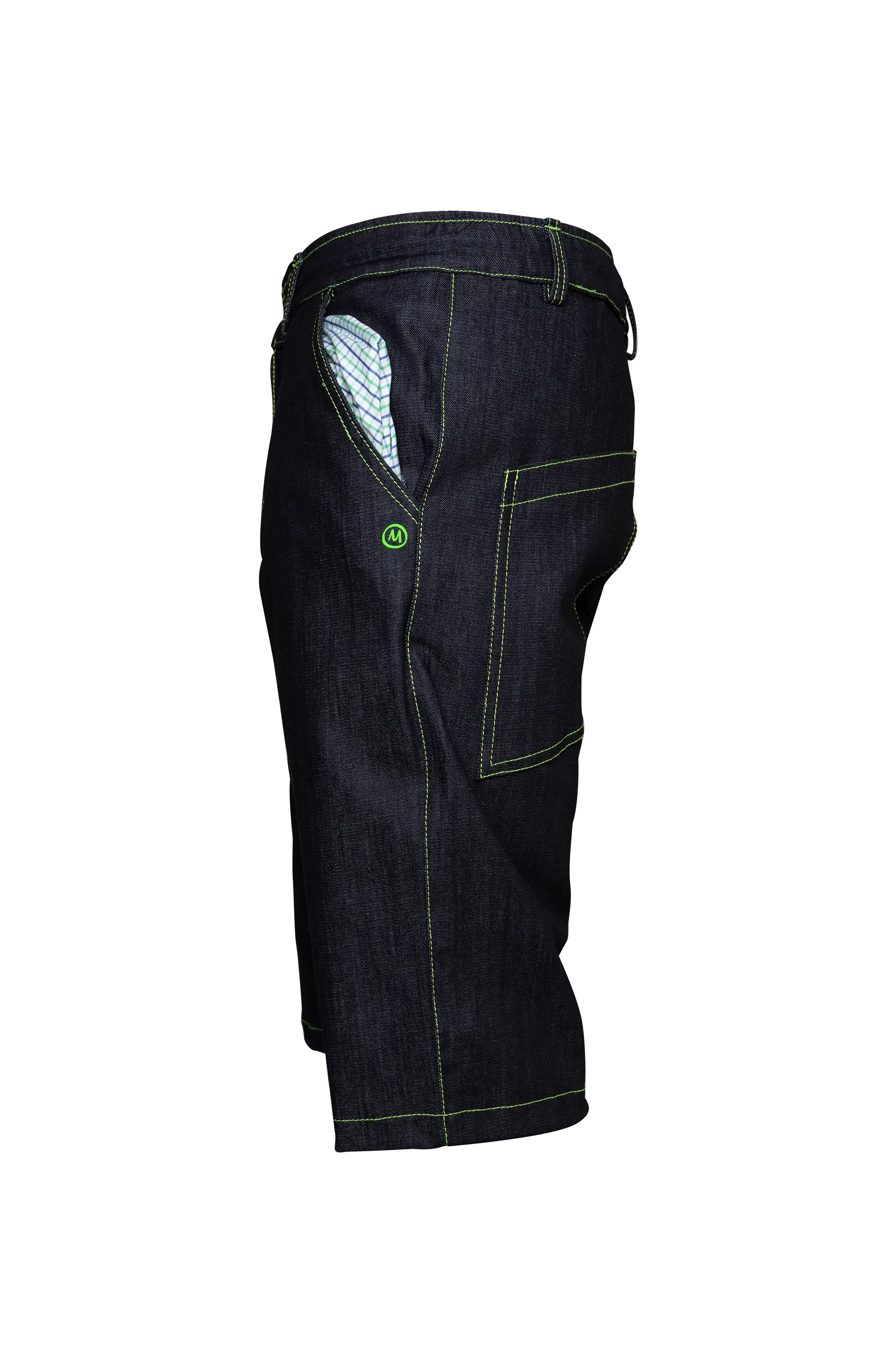Short en jean d'escalade homme - coutures vertes - ALO Monvic