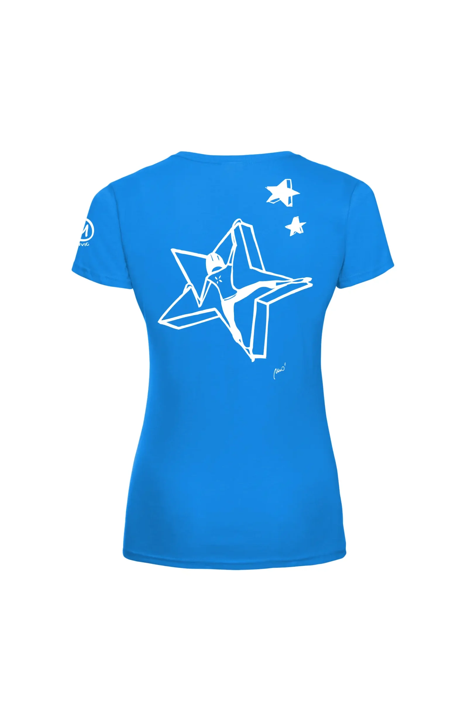 T-shirt arrampicata donna - cotone azzurro - grafica "Azi" - SHARON by MONVIC