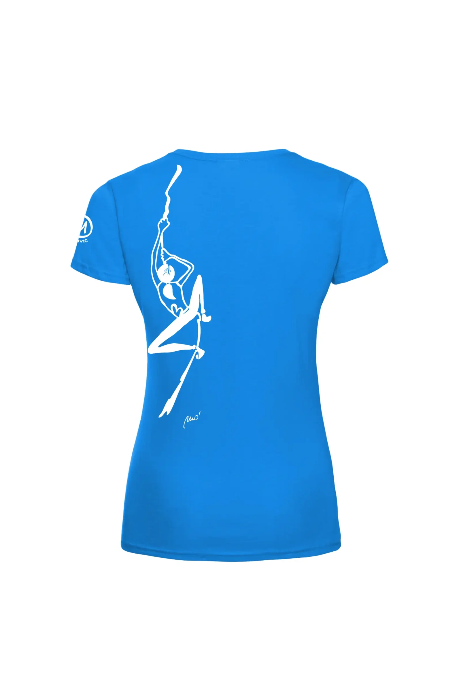 Women's climbing t-shirt - light blue cotton - "Sabry" graphic - SHARON by MONVIC