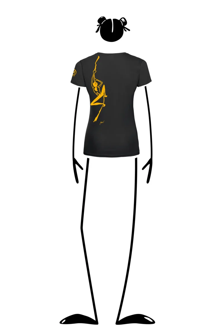 T-shirt arrampicata donna - cotone nero - "Sabry" - SHARON by MONVIC