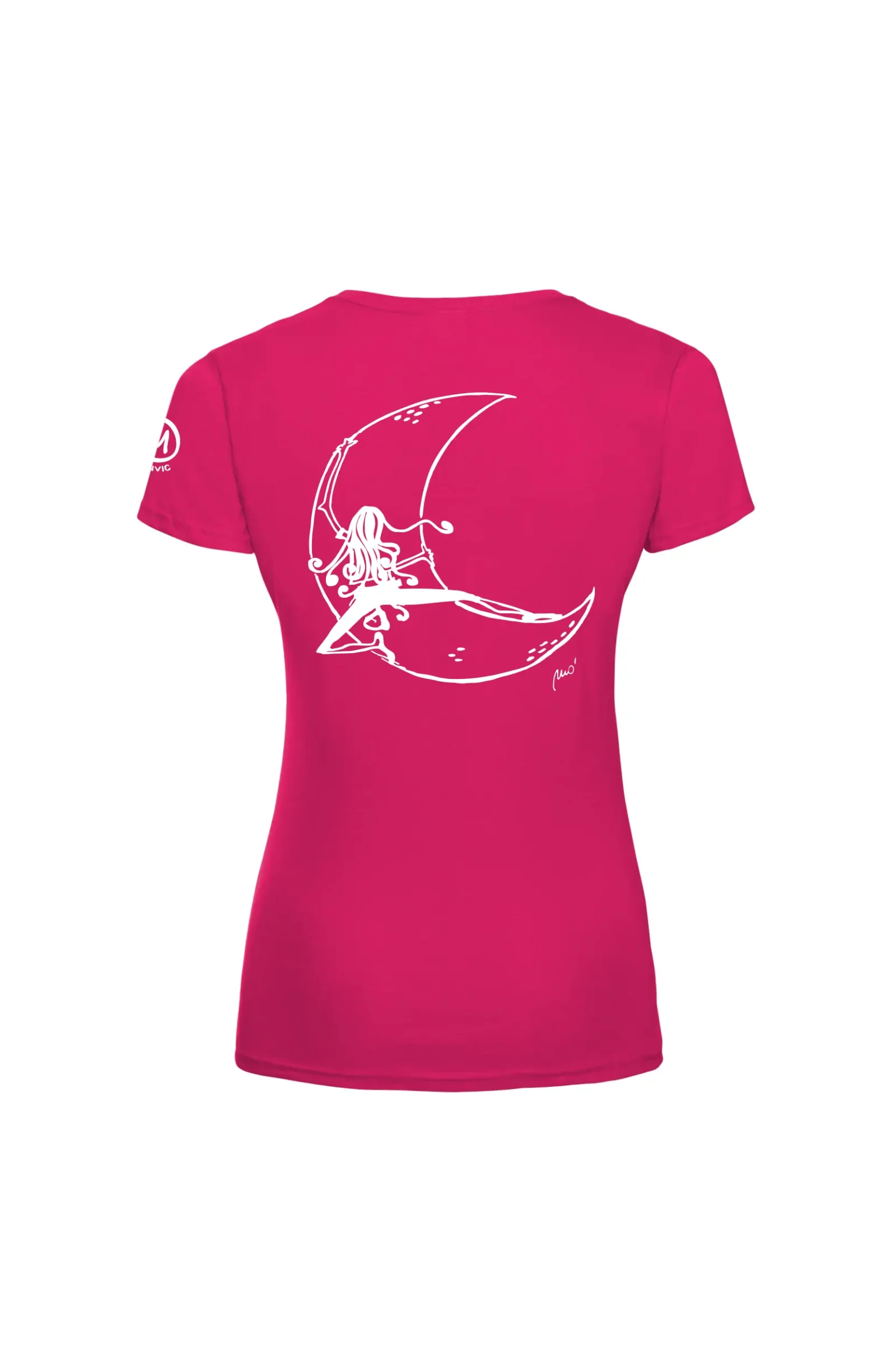 T-shirt arrampicata donna - cotone fucsia - grafica "Moon" - SHARON by MONVIC