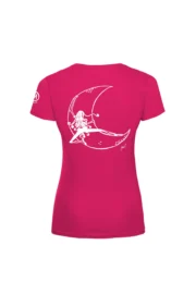 Women's climbing t-shirt - fuchsia cotton - "Moon" graphic - SHARON by MONVIC