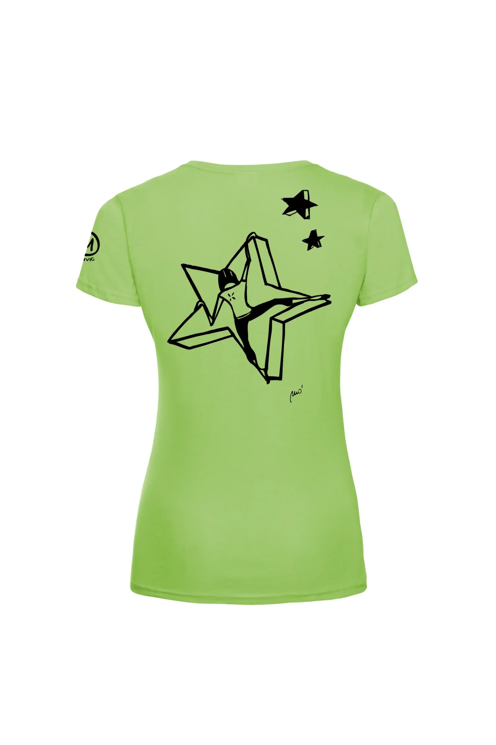 T-shirt escalade femme - coton vert anis - graphisme "Azi" - SHARON by MONVIC