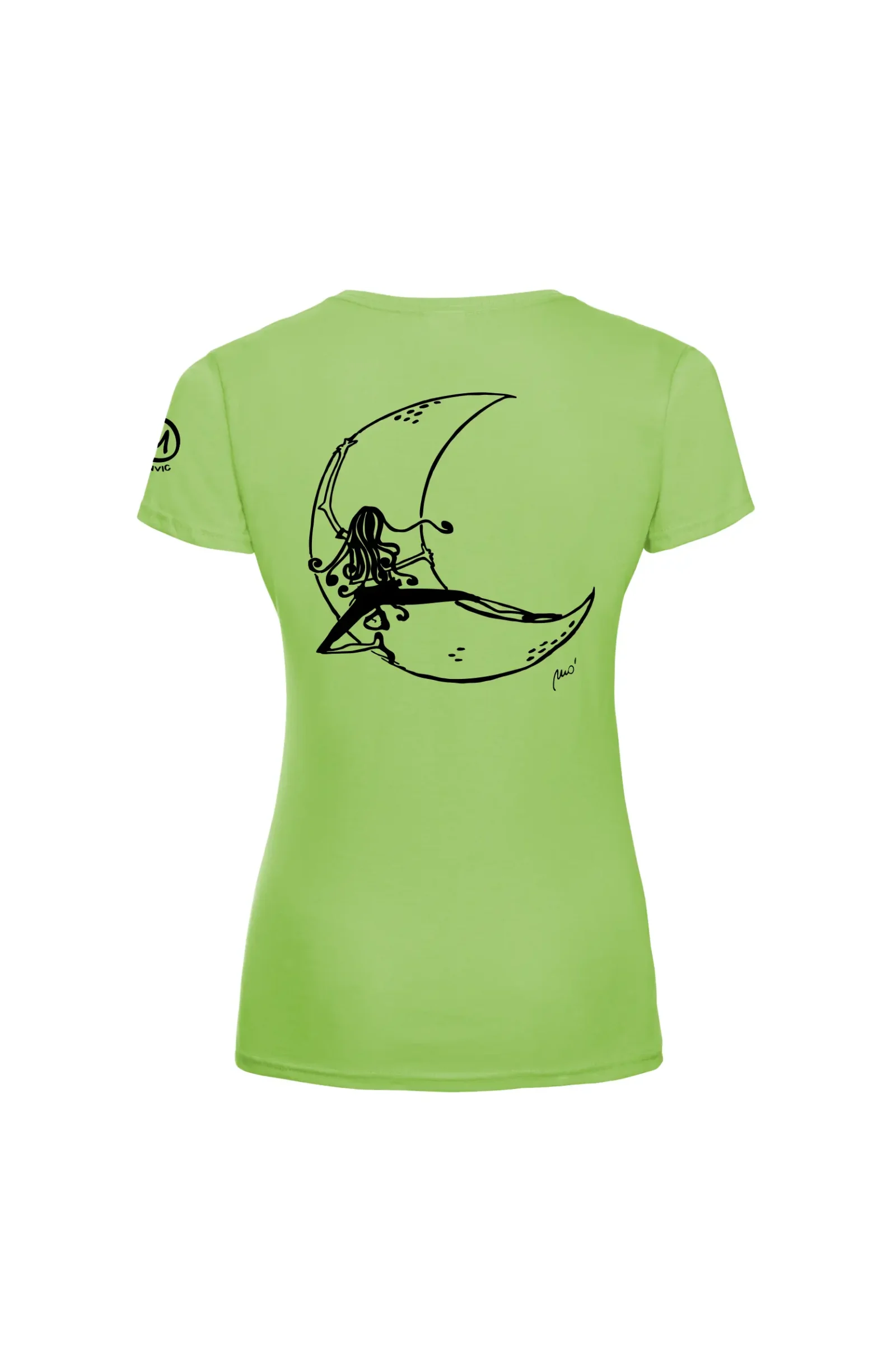 Women's climbing t-shirt - lime green cotton - "Moon" SHARON by MONVIC