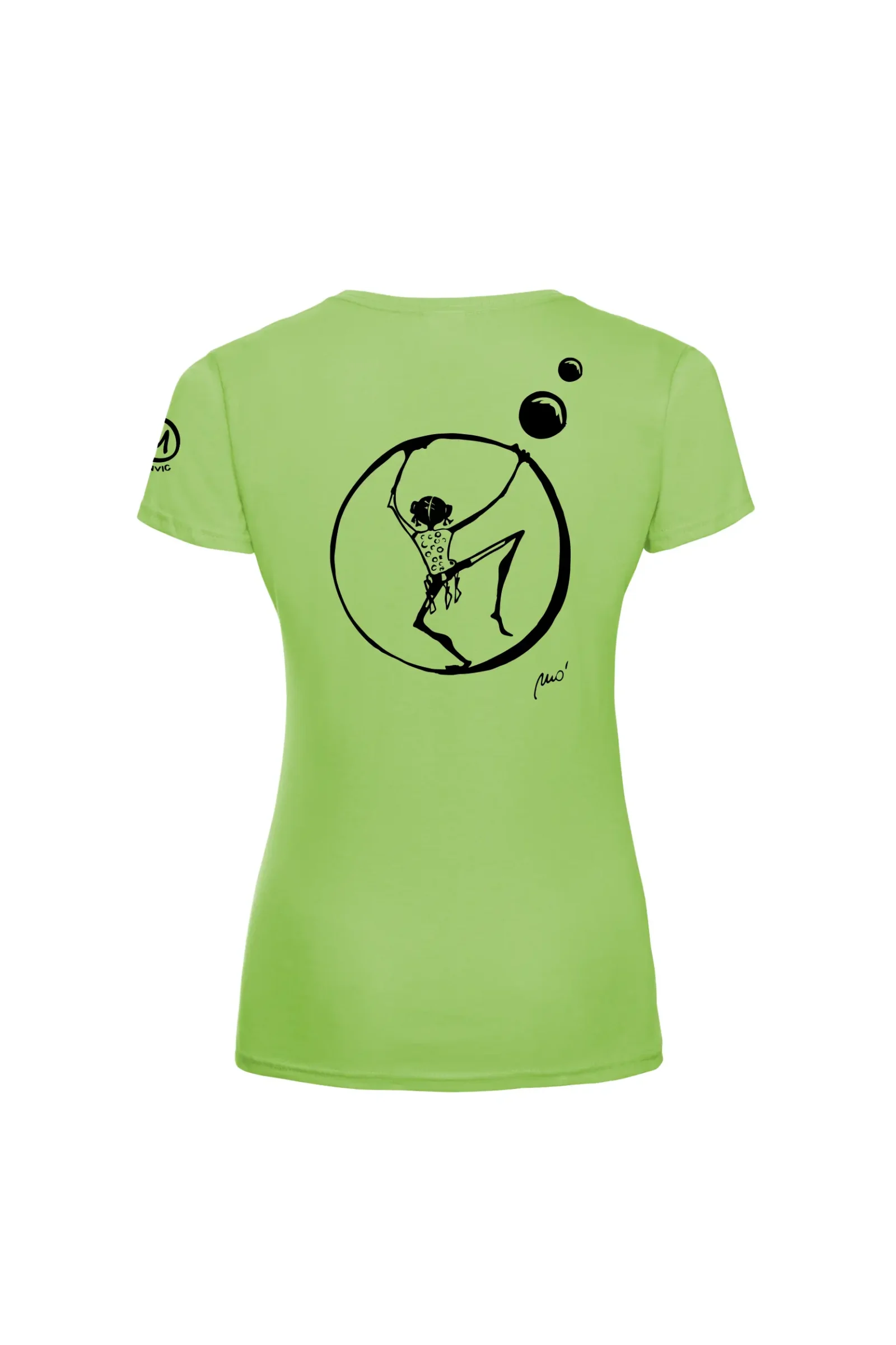 T-shirt escalade femme - coton vert anis - graphisme "Vierge" - SHARON by MONVIC