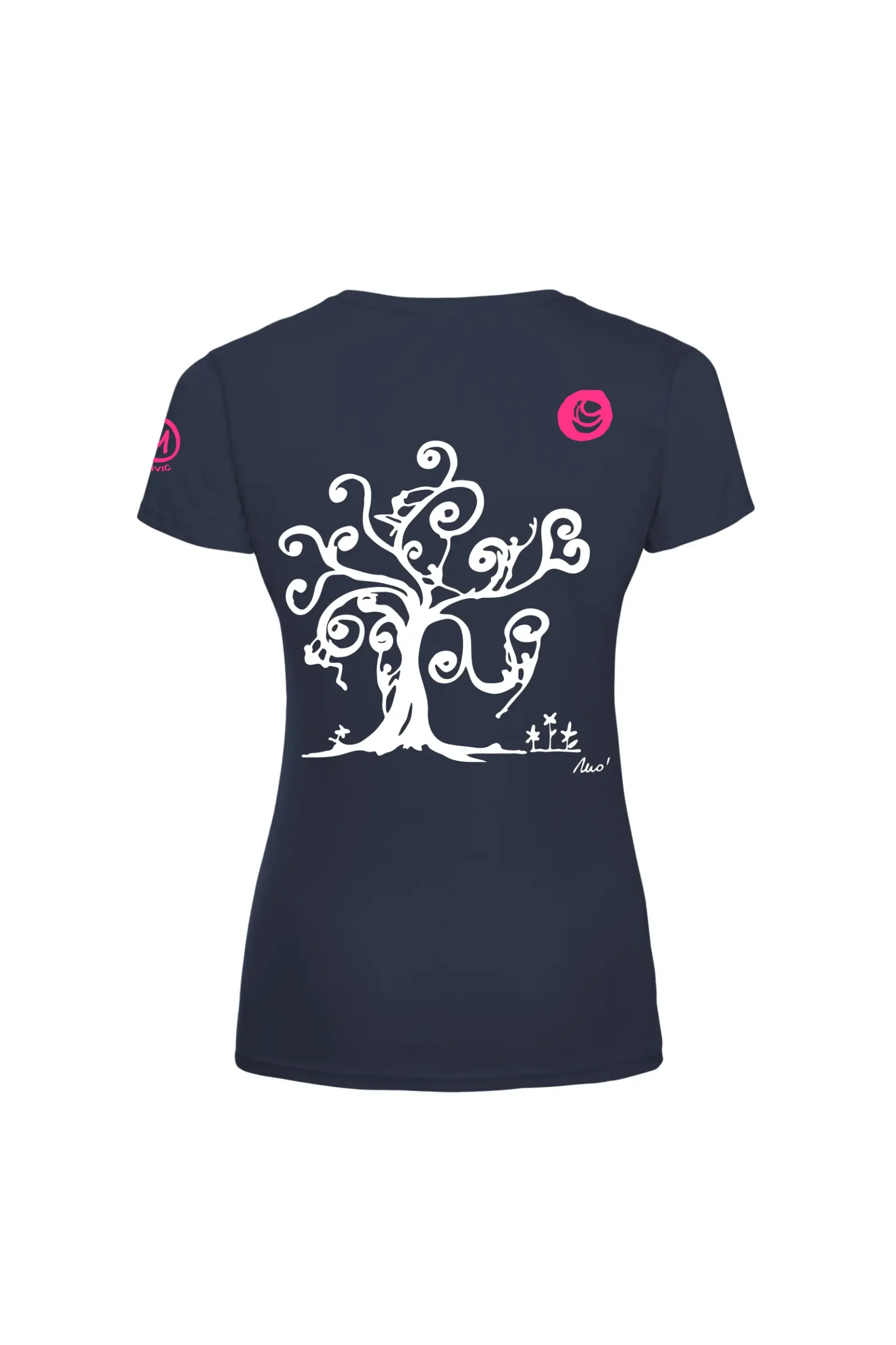 Women's climbing t-shirt - navy blue cotton - "Tree" graphics - SHARON by MONVIC