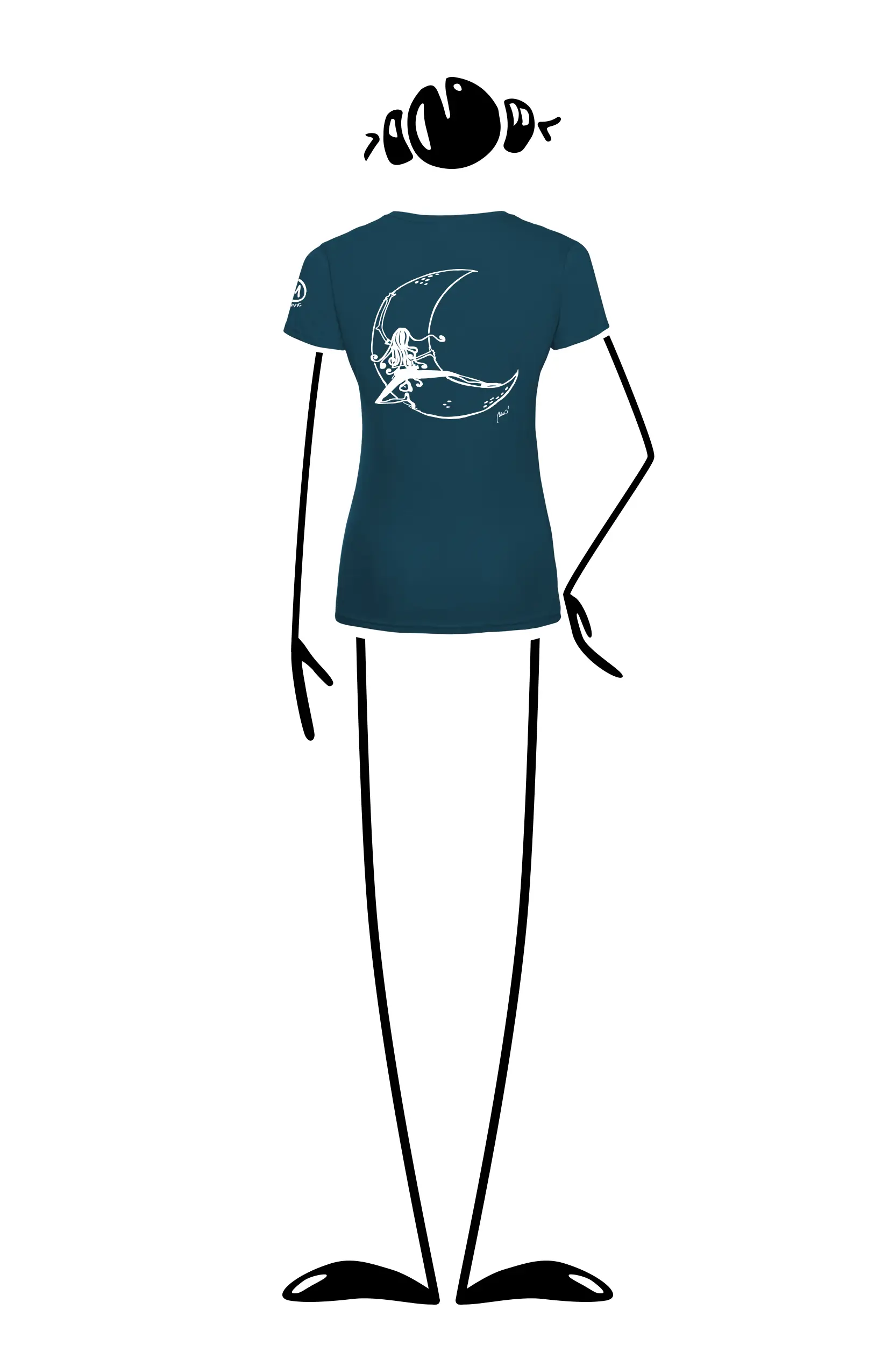 T-shirt escalade femme - coton bio pétrole - graphisme "Lune" - SHARON ORGANIC by MONVIC