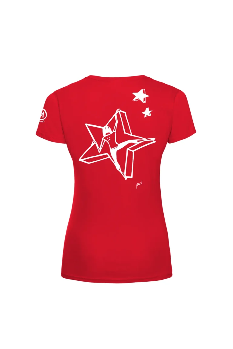 T-shirt arrampicata donna - cotone rosso - "Azi" SHARON by MONVIC
