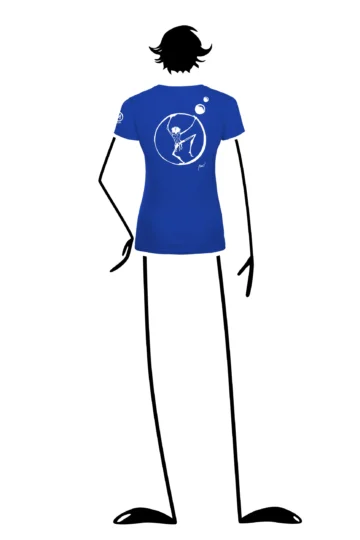 Women's climbing t-shirt - royal blue cotton - "Virgy" graphic - SHARON by MONVIC