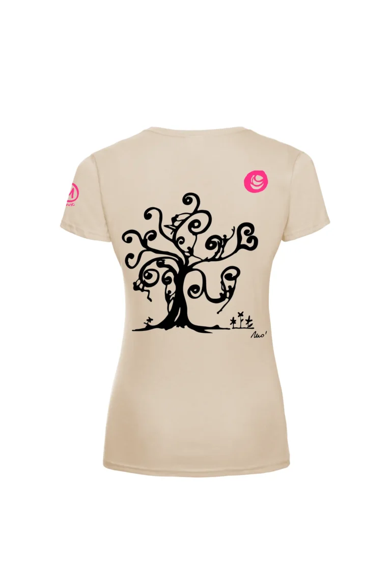 Women's climbing t-shirt - sand cotton - "Tree" graphics - SHARON MONVIC