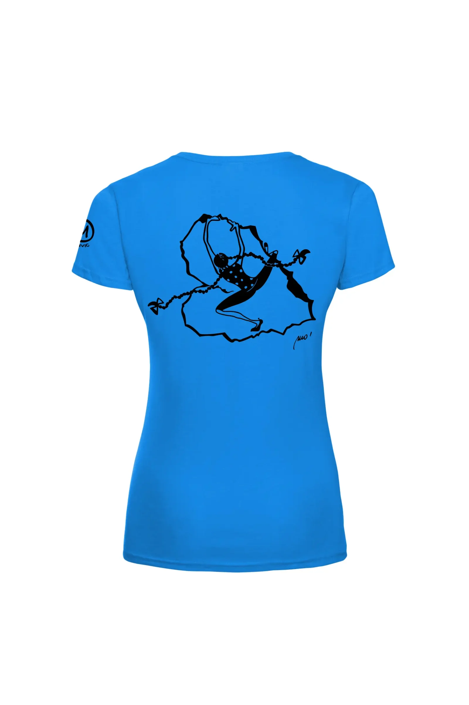 Women's climbing t-shirt - light blue cotton - "Heart of the Rock" graphic - SHARON by MONVIC