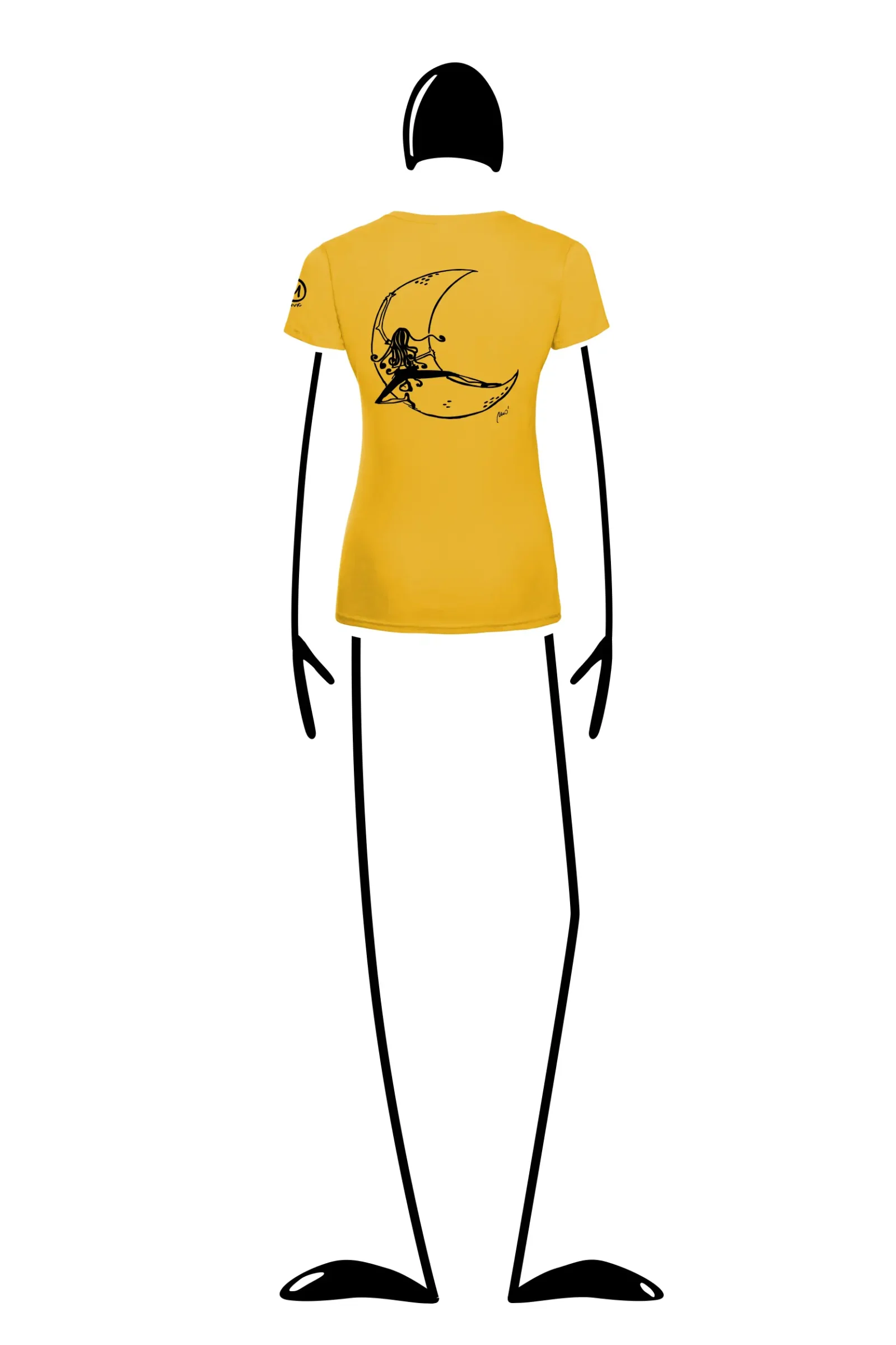 T-shirt escalade femme - coton jaune - graphisme "Lune" - SHARON by MONVIC