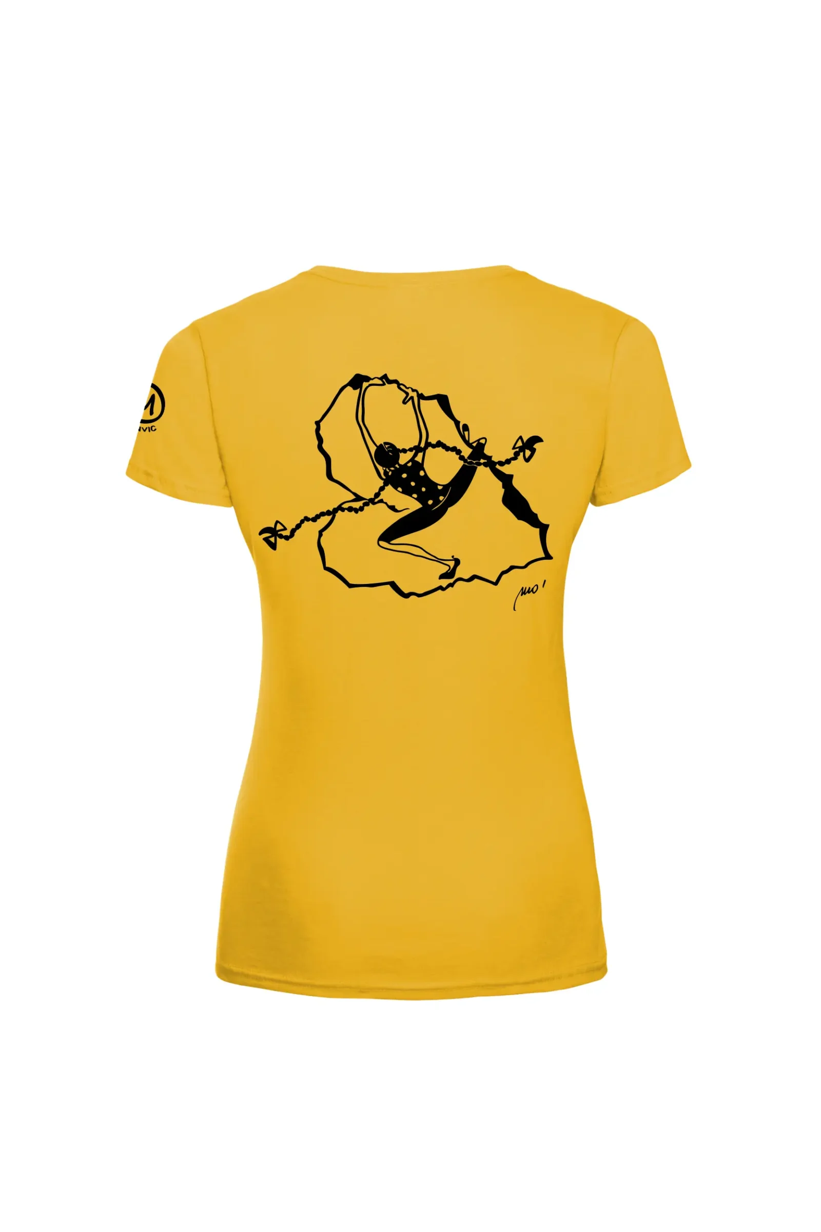 Women's climbing t-shirt - yellow cotton - "Heart of the Rock" graphic - SHARON by MONVIC