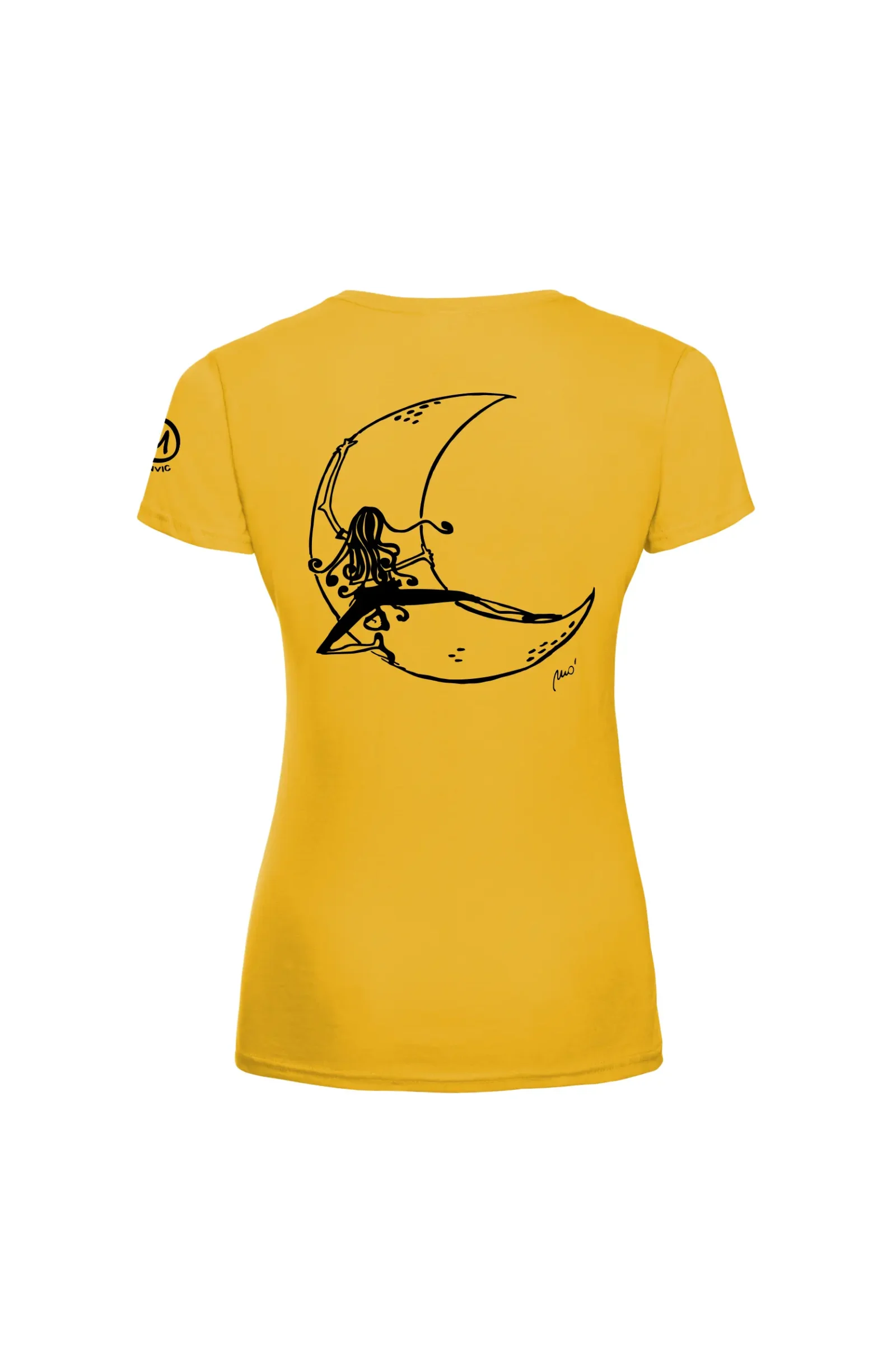 T-shirt escalade femme - coton jaune - graphisme "Lune" - SHARON by MONVIC