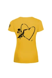 Women's climbing t-shirt - yellow cotton - "Out" graphic - SHARON by MONVIC